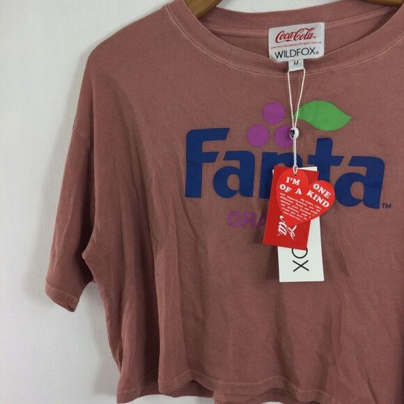 Wildfox Coca-Cola Fanta Grape Alhambra Crop T-Shirt Top Pigment Ash Rose M NWT - Picture 6 of 9
